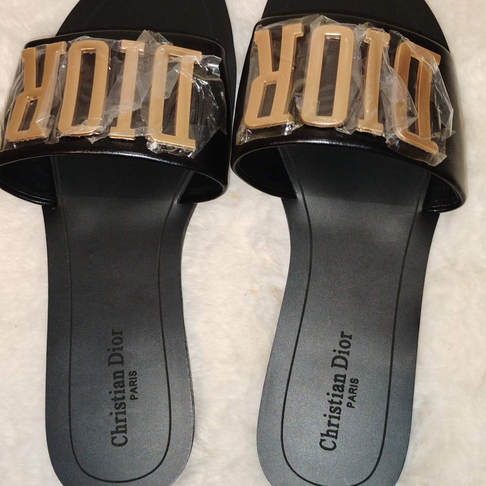 Dior Black Logo Slide Sandals - Picture 2 of 7